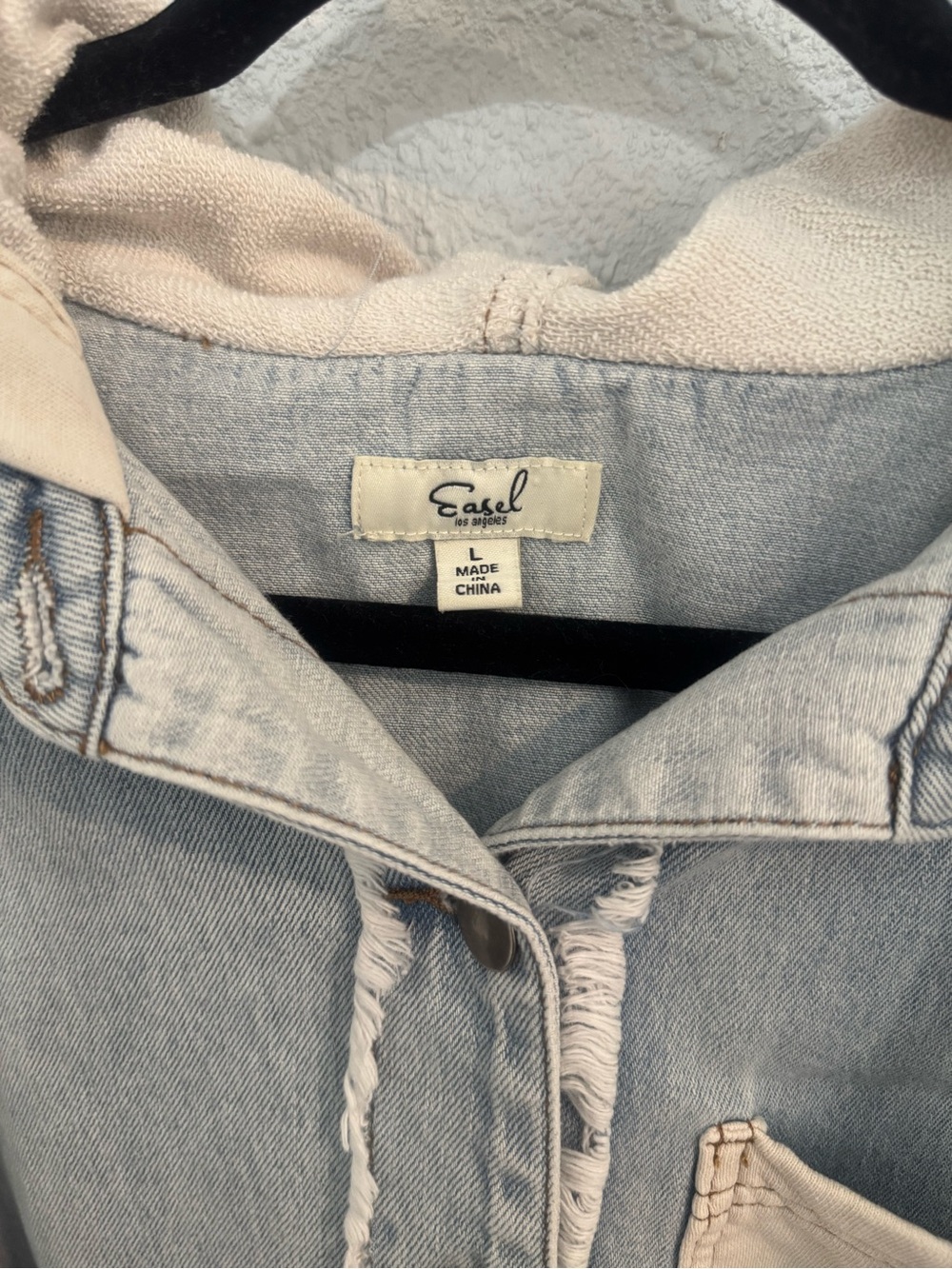 Easel Denim & Cream Hooded Jacket View 3